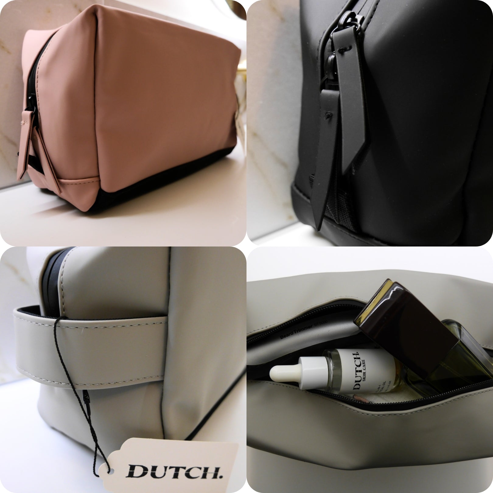 JUNE - Toiletry Bag (matte black/stone/pink) - Premium Koffers/Tassen from DUTCH. - Just €35! Shop now at DUTCH.