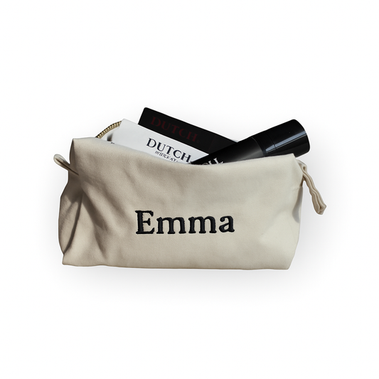 MILA - Beige Toiletry bag/pouch (personalisable) - Premium Koffers/Tassen from DUTCH. - Just €19.99! Shop now at DUTCH.